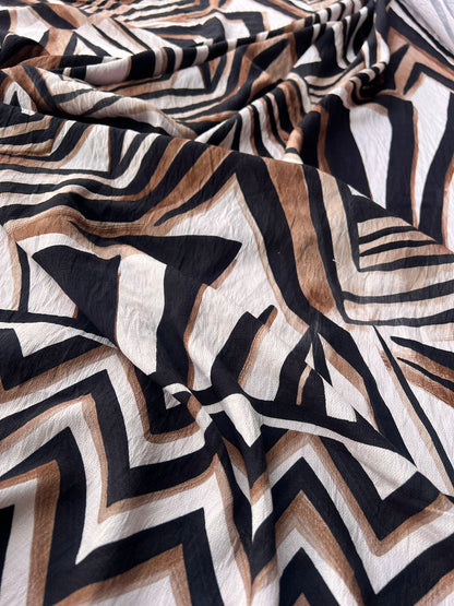 LULU 006 Double Border Print Viscose Crêpe Black&Ecru