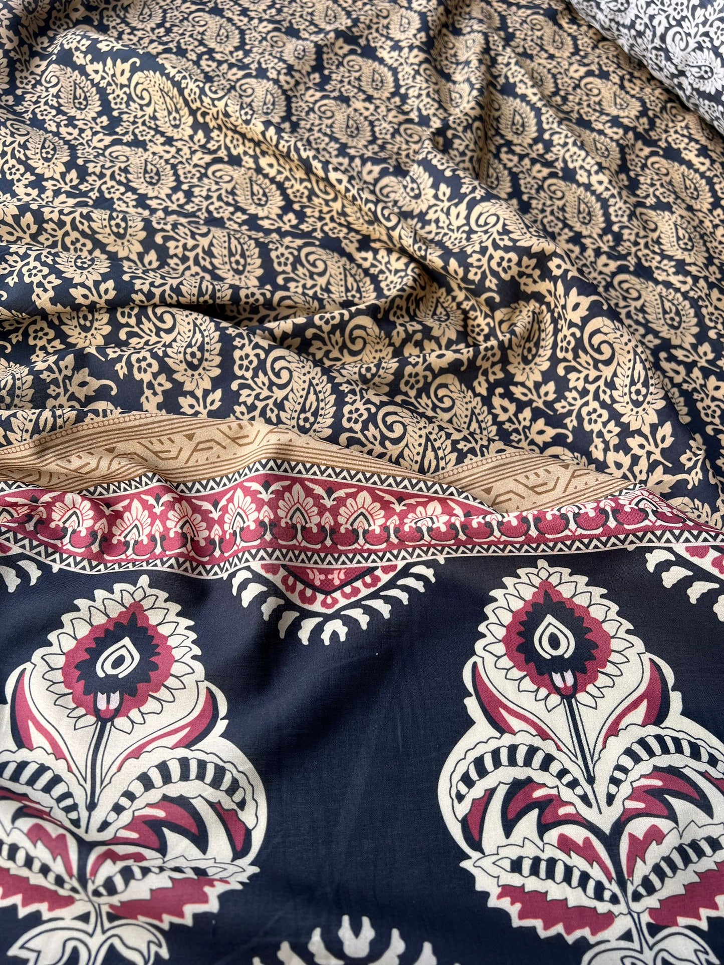 LULU 008 Double Border Paisley Cotton Voile