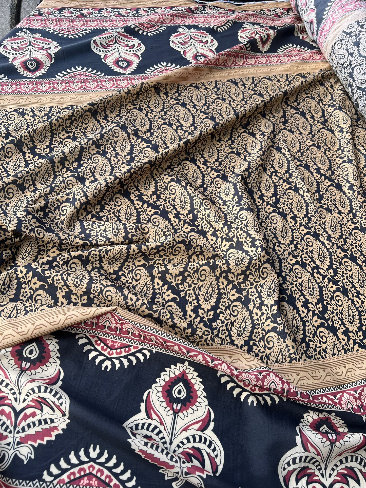 LULU 008 Double Border Paisley Cotton Voile