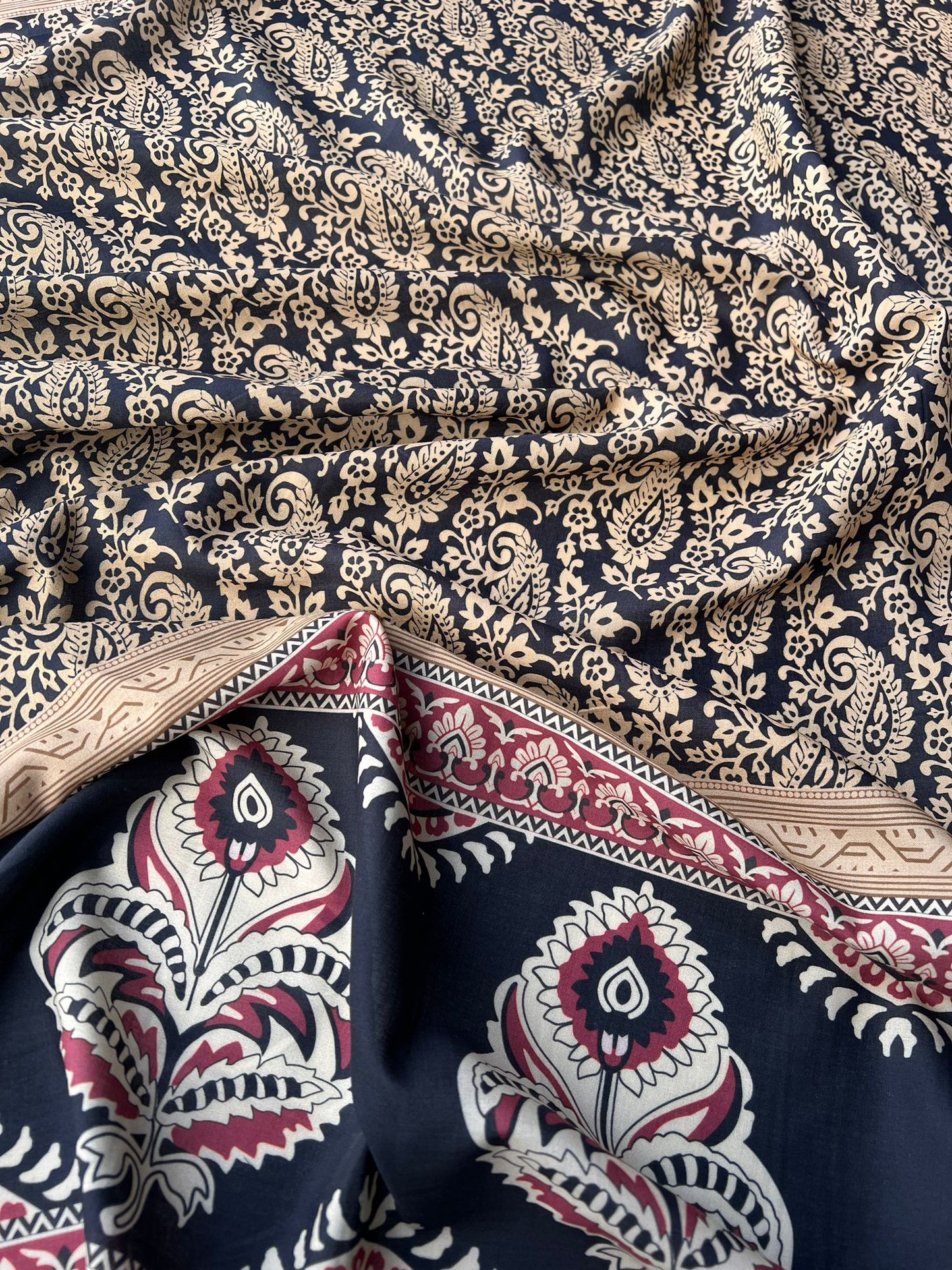 LULU 008 Double Border Paisley Cotton Voile