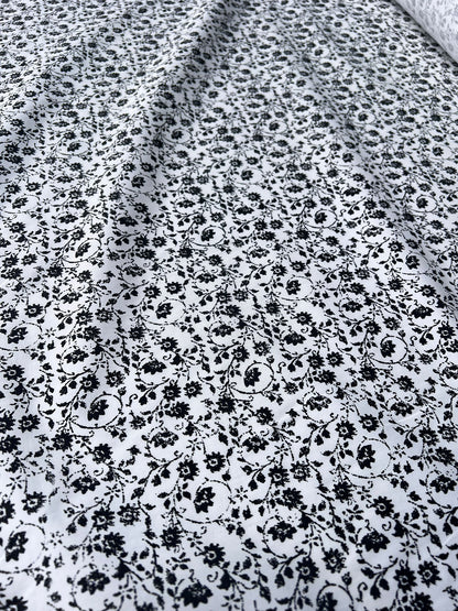 LULU 011 Cotton Poplin Floral Print Black&White