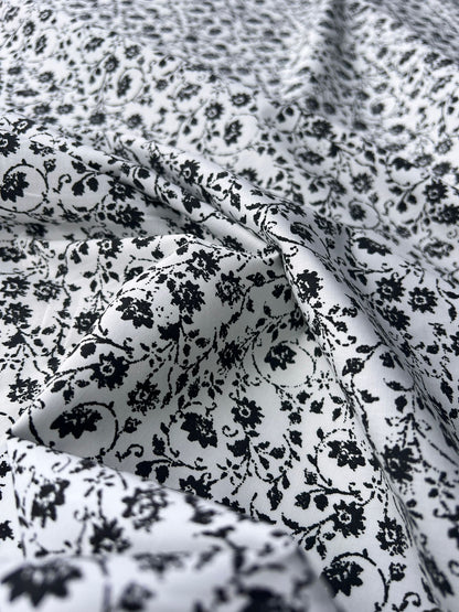 LULU 011 Cotton Poplin Floral Print Black&White