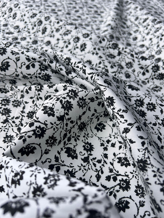 LULU 011 Cotton Poplin Floral Print Black&White