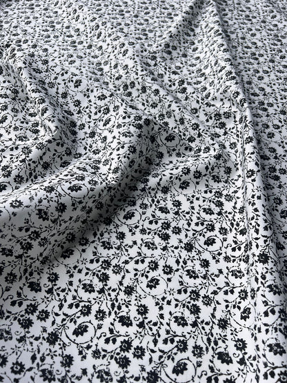 LULU 011 Cotton Poplin Floral Print Black&White