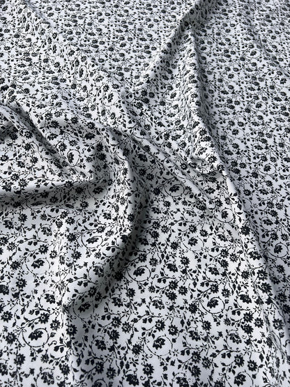 LULU 011 Cotton Poplin Floral Print Black&White