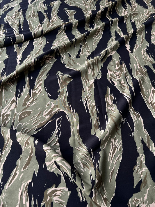 LULU 014 Viscose Animal Pattern Camouflage Khaky