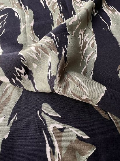 LULU 014 Viscose Animal Pattern Camouflage Khaky
