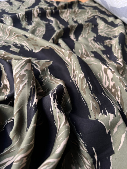 LULU 014 Viscose Animal Pattern Camouflage Khaky