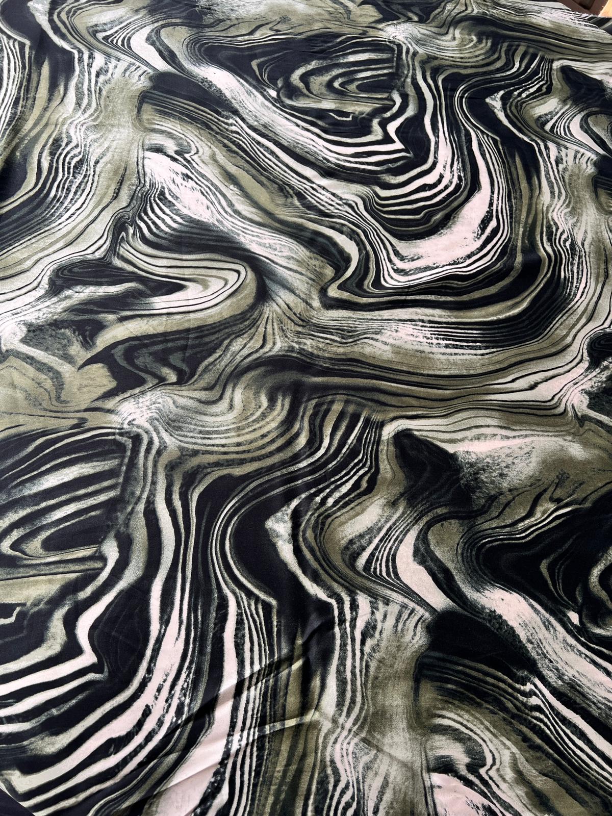 LULU 016 Viscose Satin Marble Swirl Print