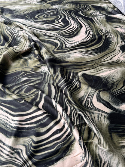 LULU 016 Viscose Satin Marble Swirl Print