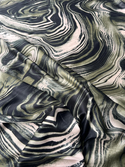 LULU 016 Viscose Satin Marble Swirl Print