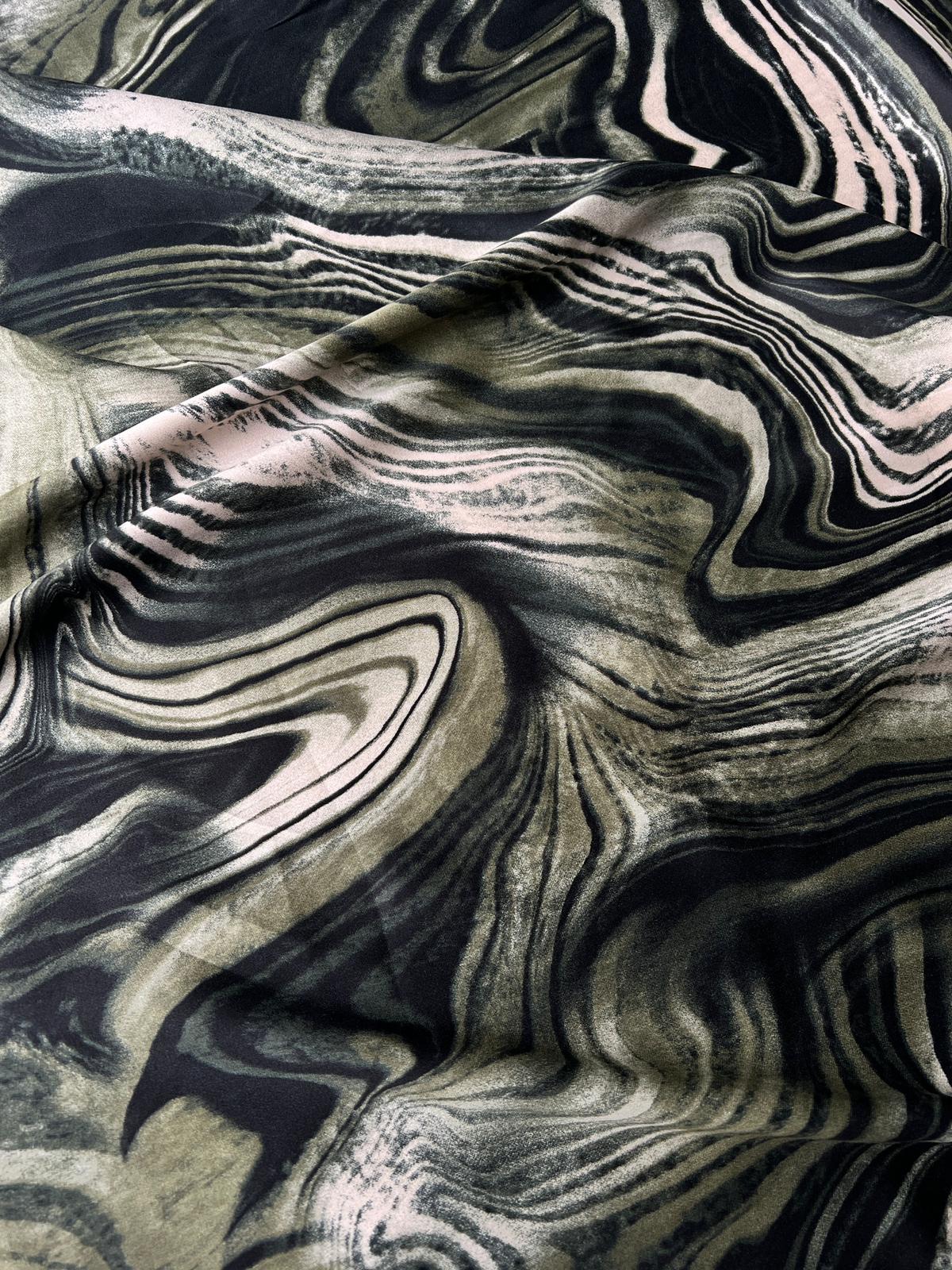 LULU 016 Viscose Satin Marble Swirl Print