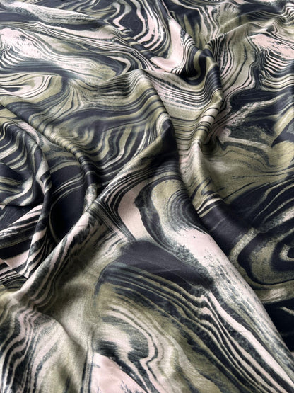 LULU 016 Viscose Satin Marble Swirl Print
