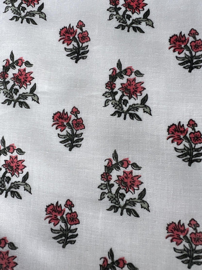 LULU 026 Cotton Voile Red Green Floral Print