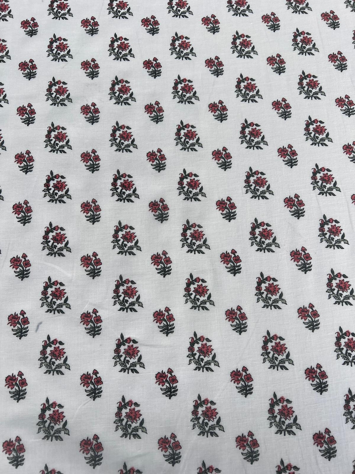 LULU 026 Cotton Voile Red Green Floral Print