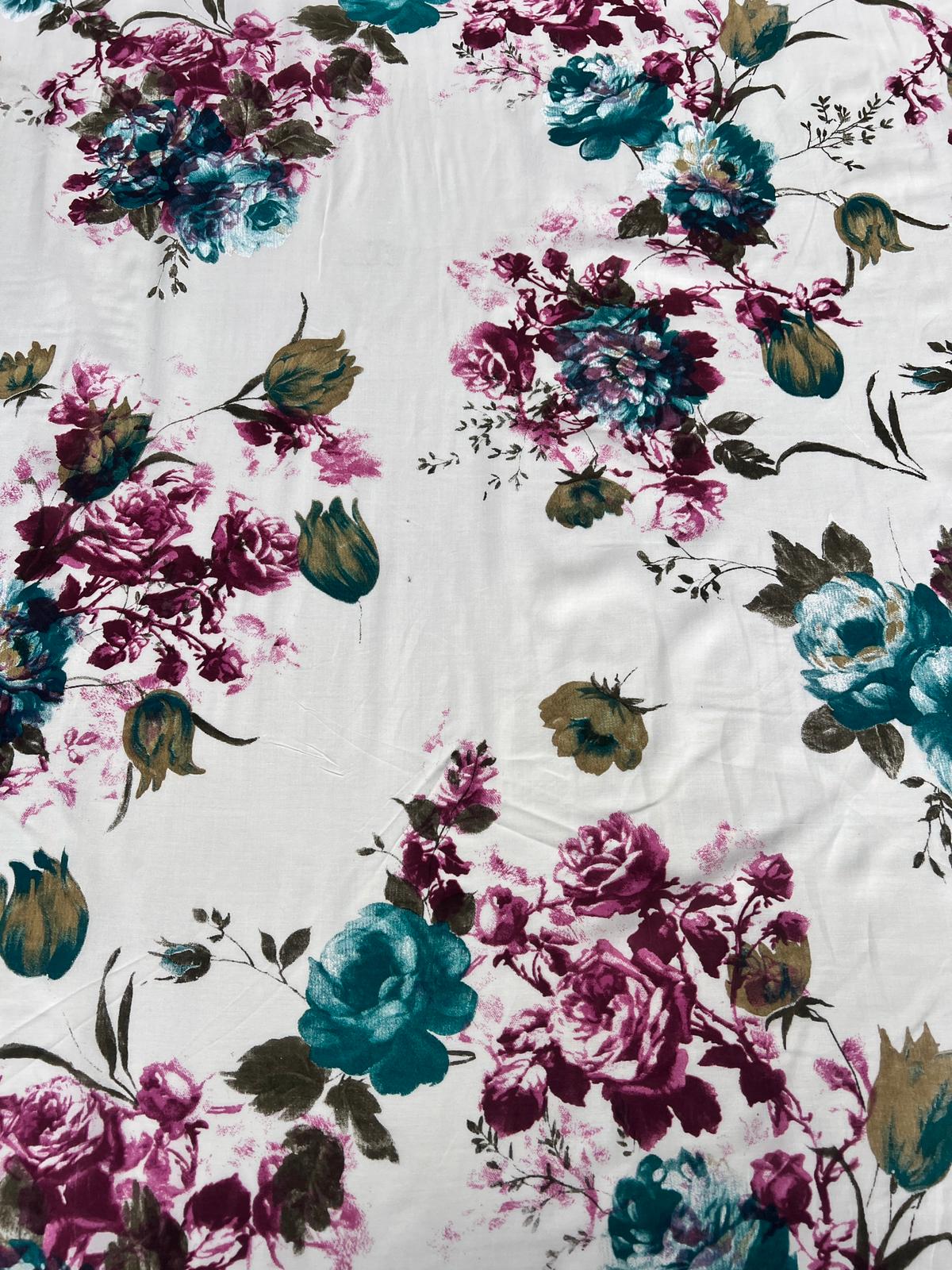 LULU 032 Cotton Voile Floral Rose Print