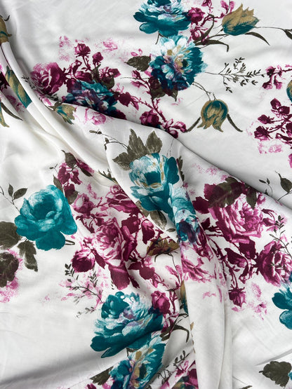 LULU 032 Cotton Voile Floral Rose Print