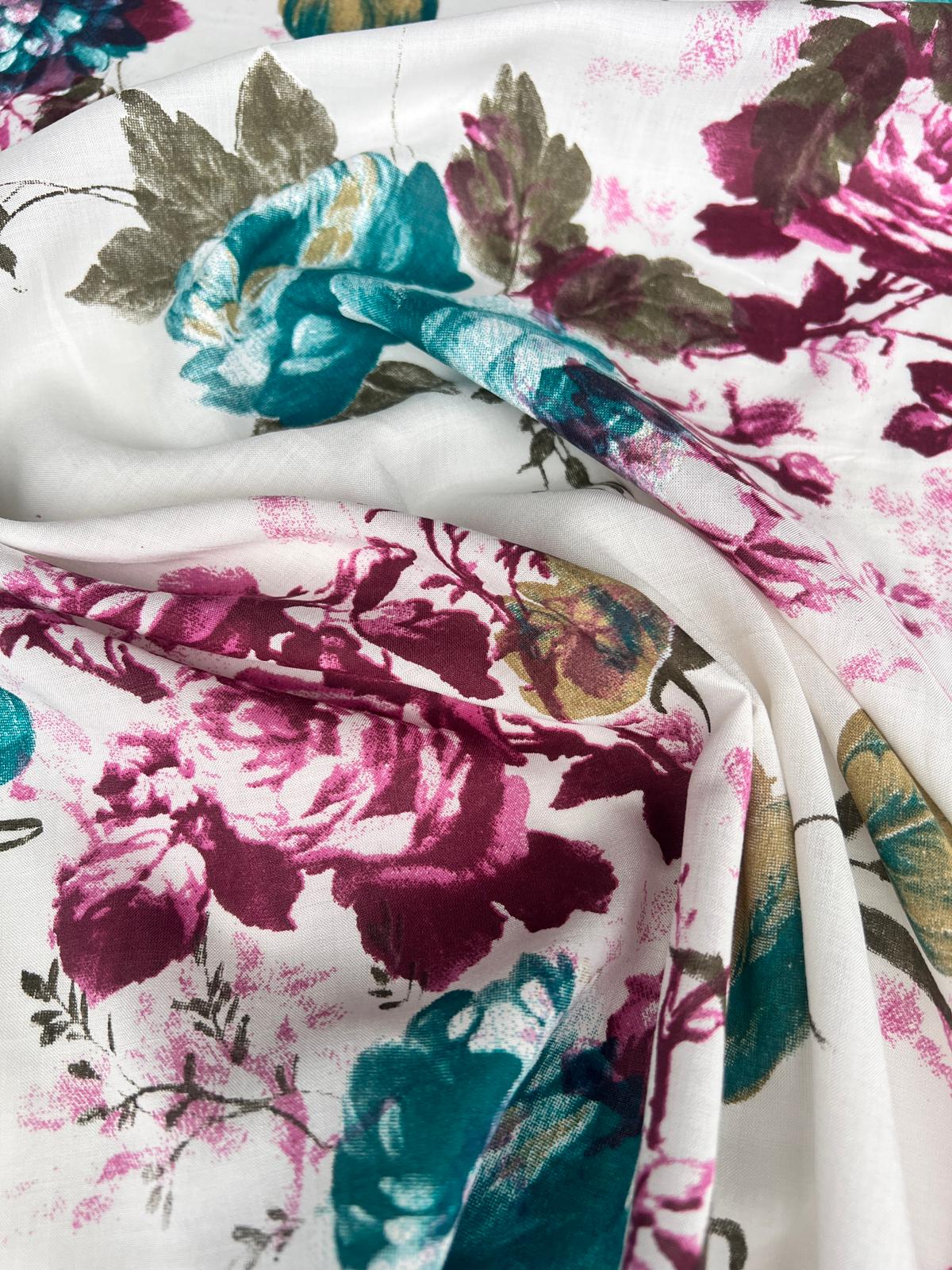 LULU 032 Cotton Voile Floral Rose Print