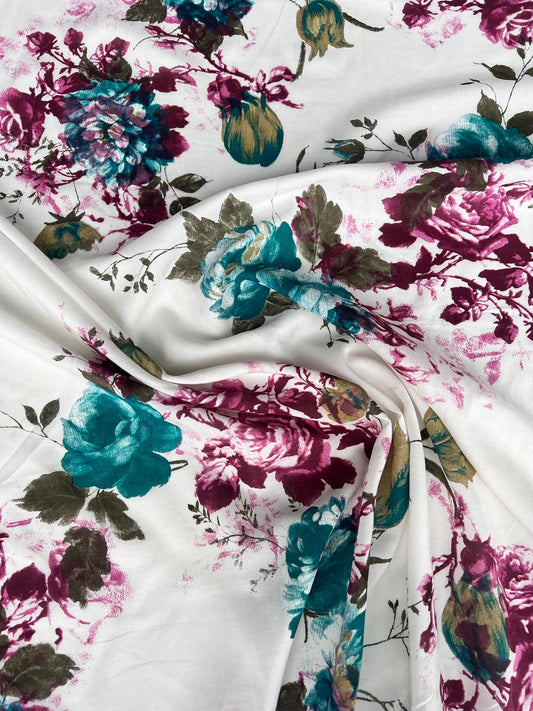LULU 032 Cotton Voile Floral Rose Print