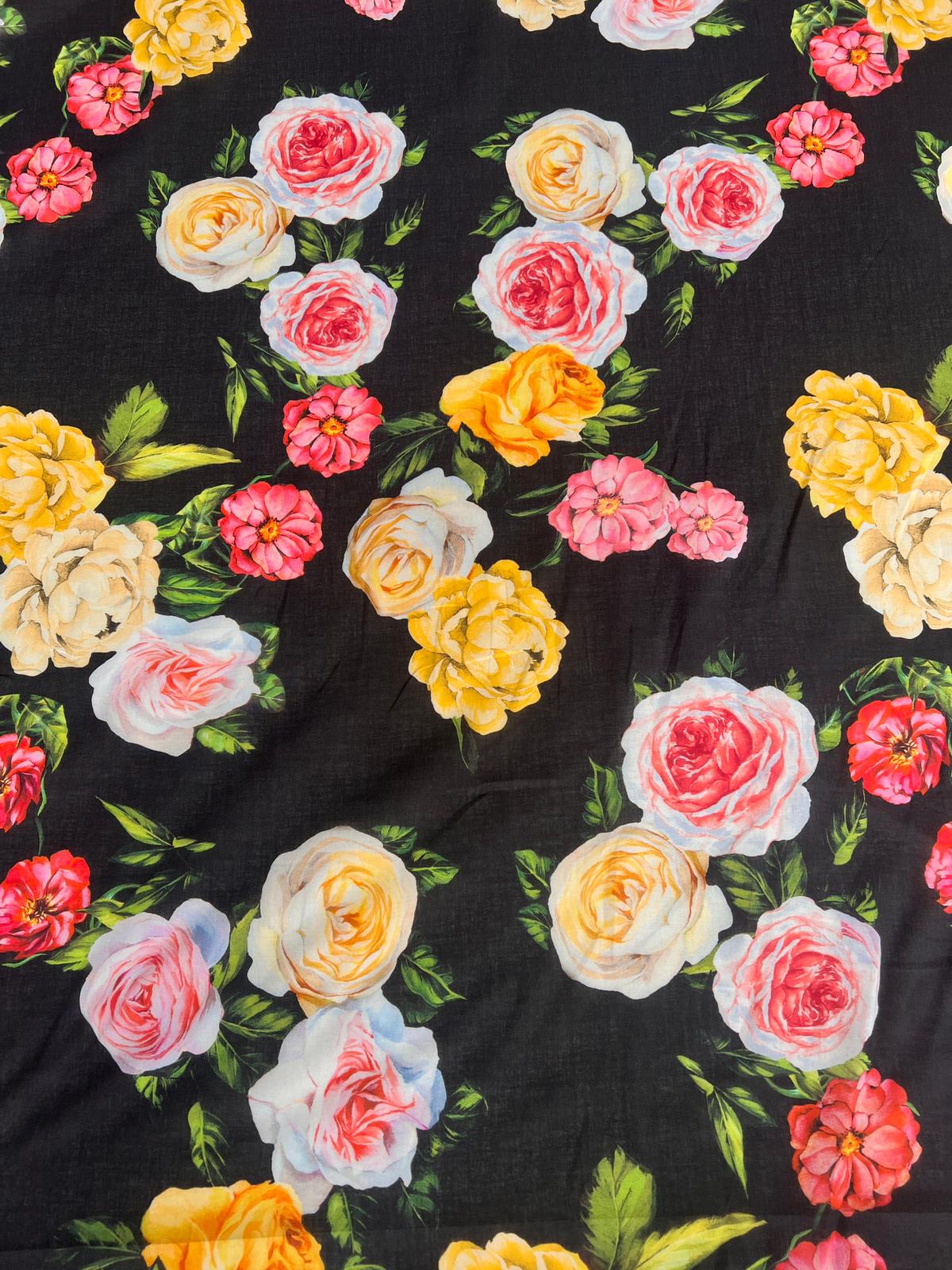 LULU 034 Cotton Voile Floral Rose Print