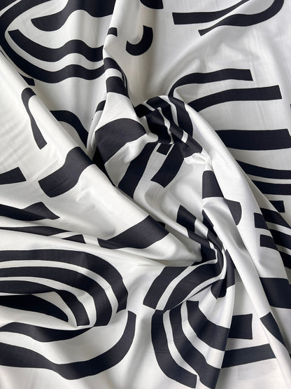 LULU 034 Cotton Poplin Monochrome Block Print