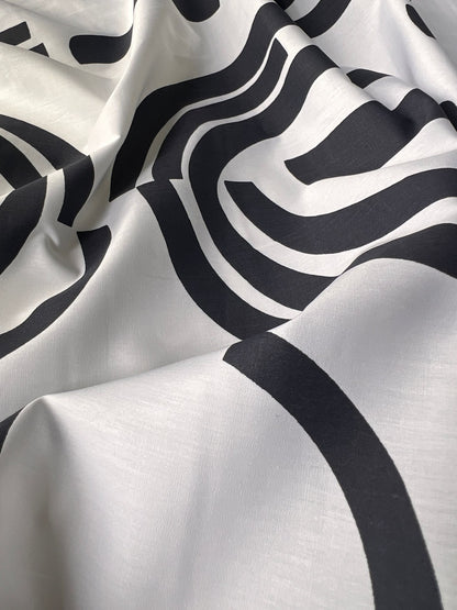LULU 034 Cotton Poplin Monochrome Block Print