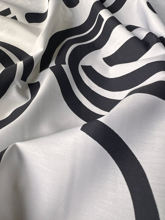 LULU 034 Cotton Poplin Monochrome Block Print