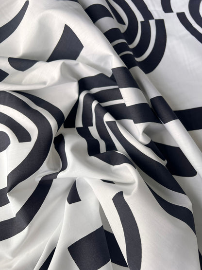 LULU 034 Cotton Poplin Monochrome Block Print