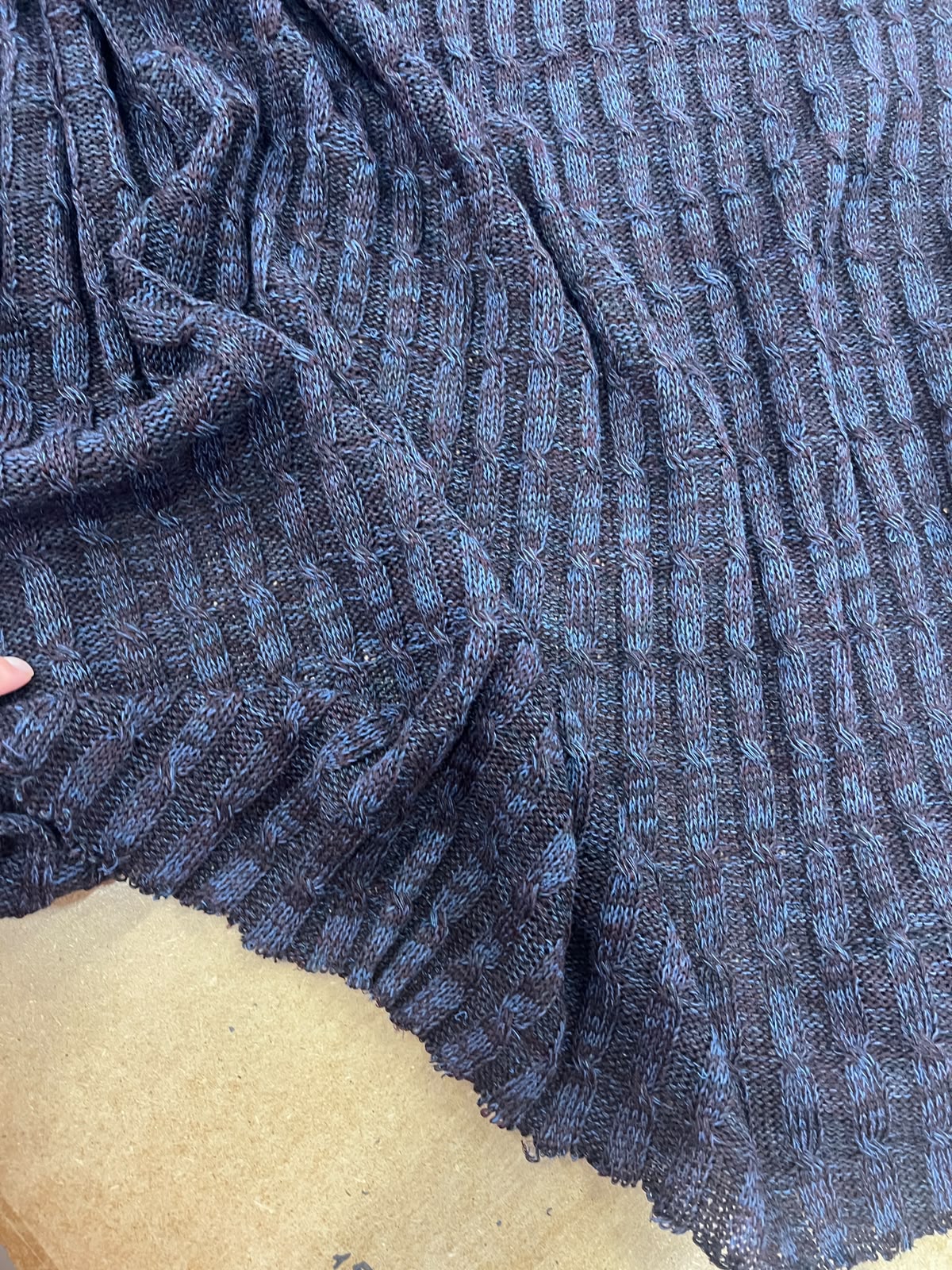 DARIA 041 Indigo & Deep plum melange knitted cable 100% wool