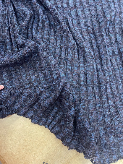 DARIA 041 Indigo & Deep plum melange knitted cable 100% wool