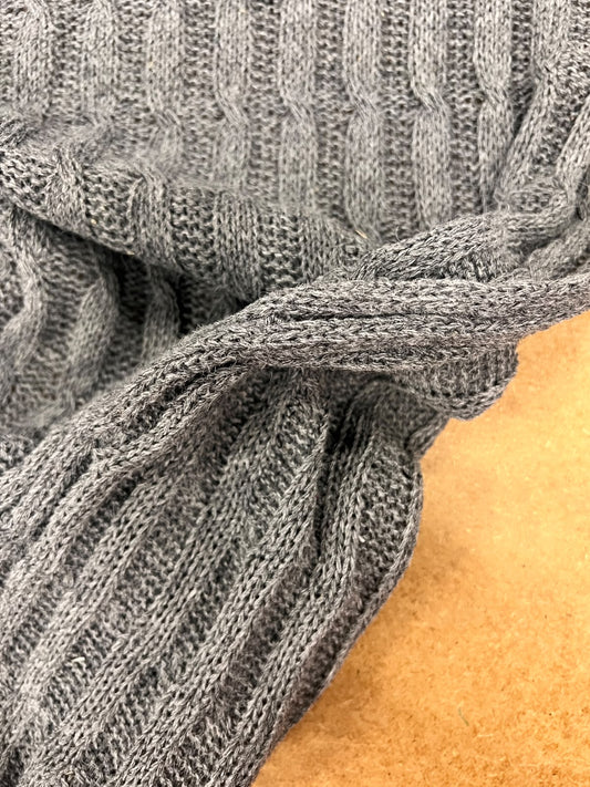 DARIA 051 Grey narrow knitted cable 100% wool