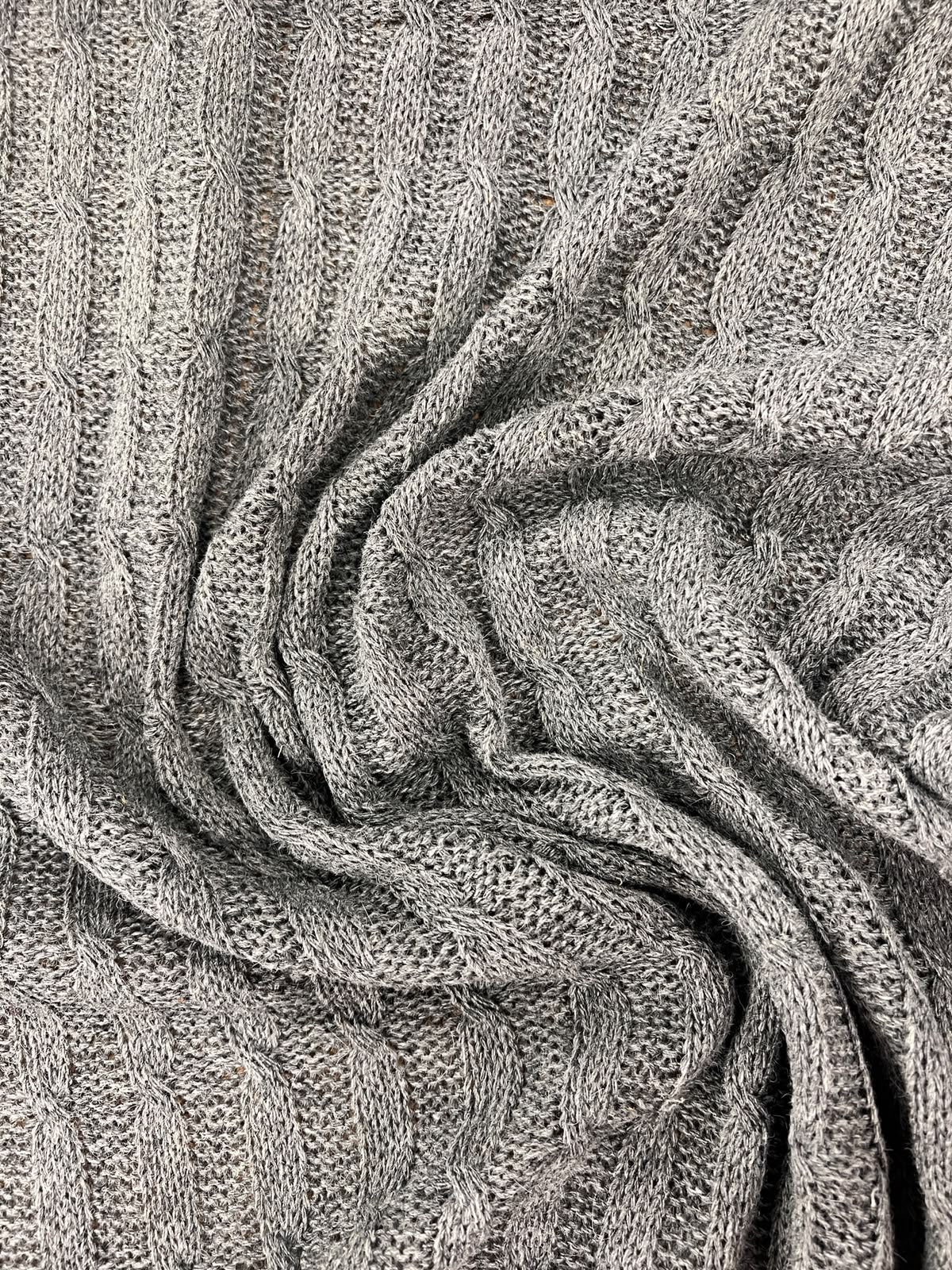 DARIA 051 Grey narrow knitted cable 100% wool