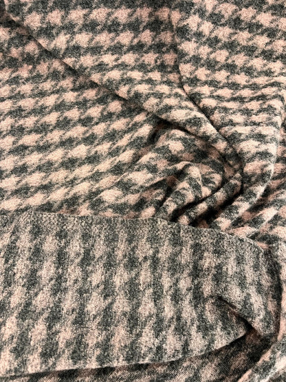 ZOE 015 brushed pink&grey houndstooth wool