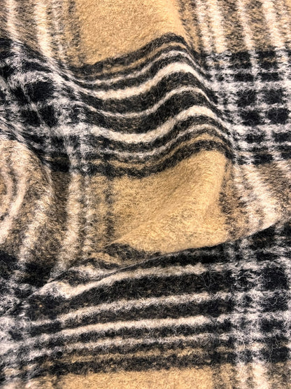 ZOE 018 brushed camel and charcoal check 100%wool