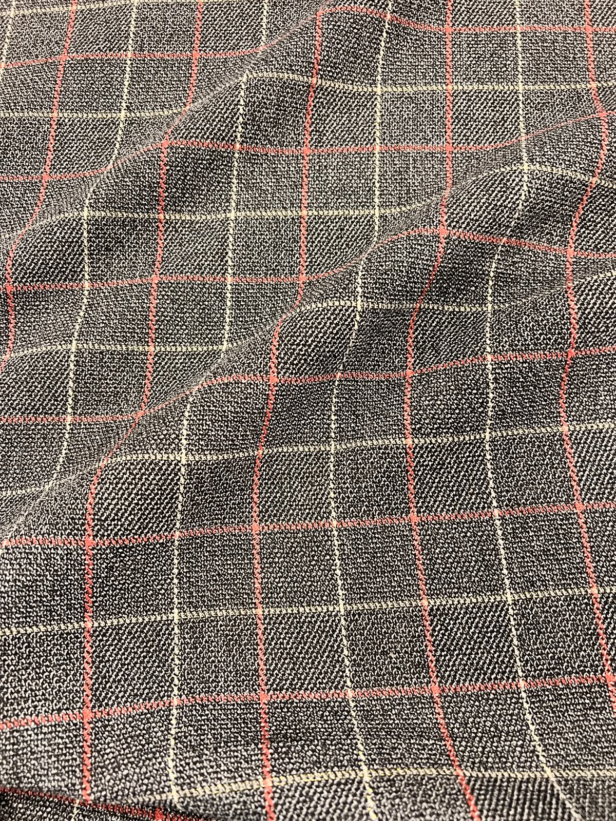 ZOE 021  red&ecru check salt and pepper tweed