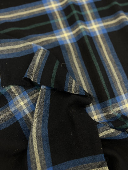 ZOE 036 navy&blue tartan wool voile