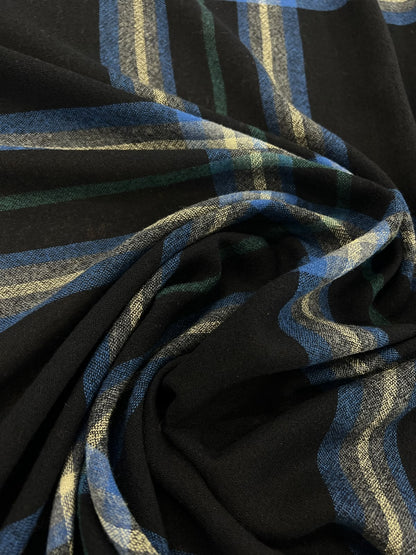 ZOE 036 navy&blue tartan wool voile