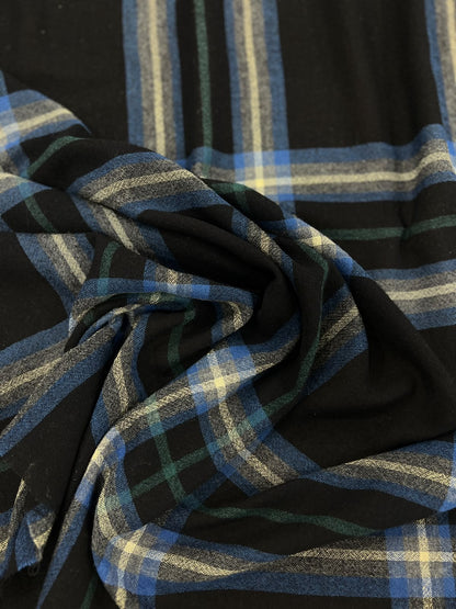 ZOE 036 navy&blue tartan wool voile