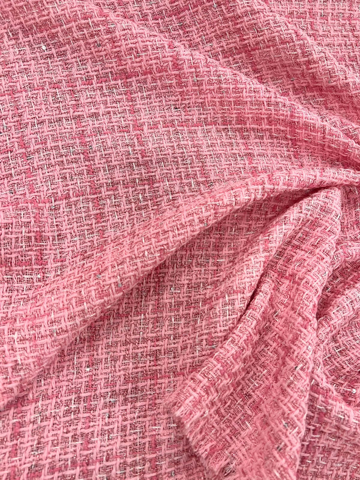 ZOE 046 pink sequined tweed ch*nel style boucle