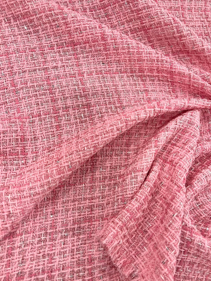 ZOE 046 pink sequined tweed ch*nel style boucle