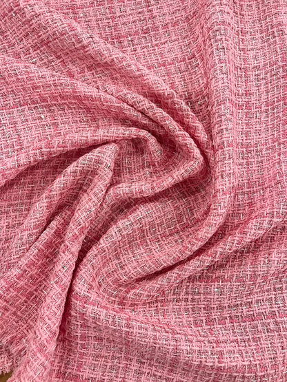 ZOE 046 pink sequined tweed ch*nel style boucle