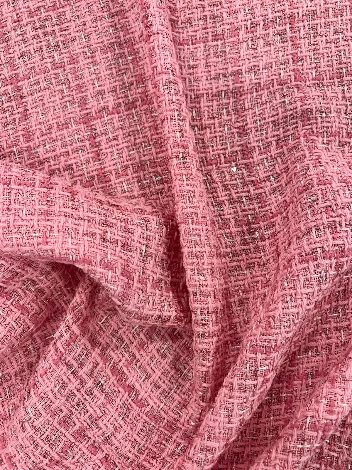 ZOE 046 pink sequined tweed ch*nel style boucle