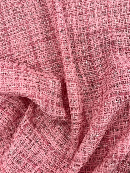 ZOE 046 pink sequined tweed ch*nel style boucle