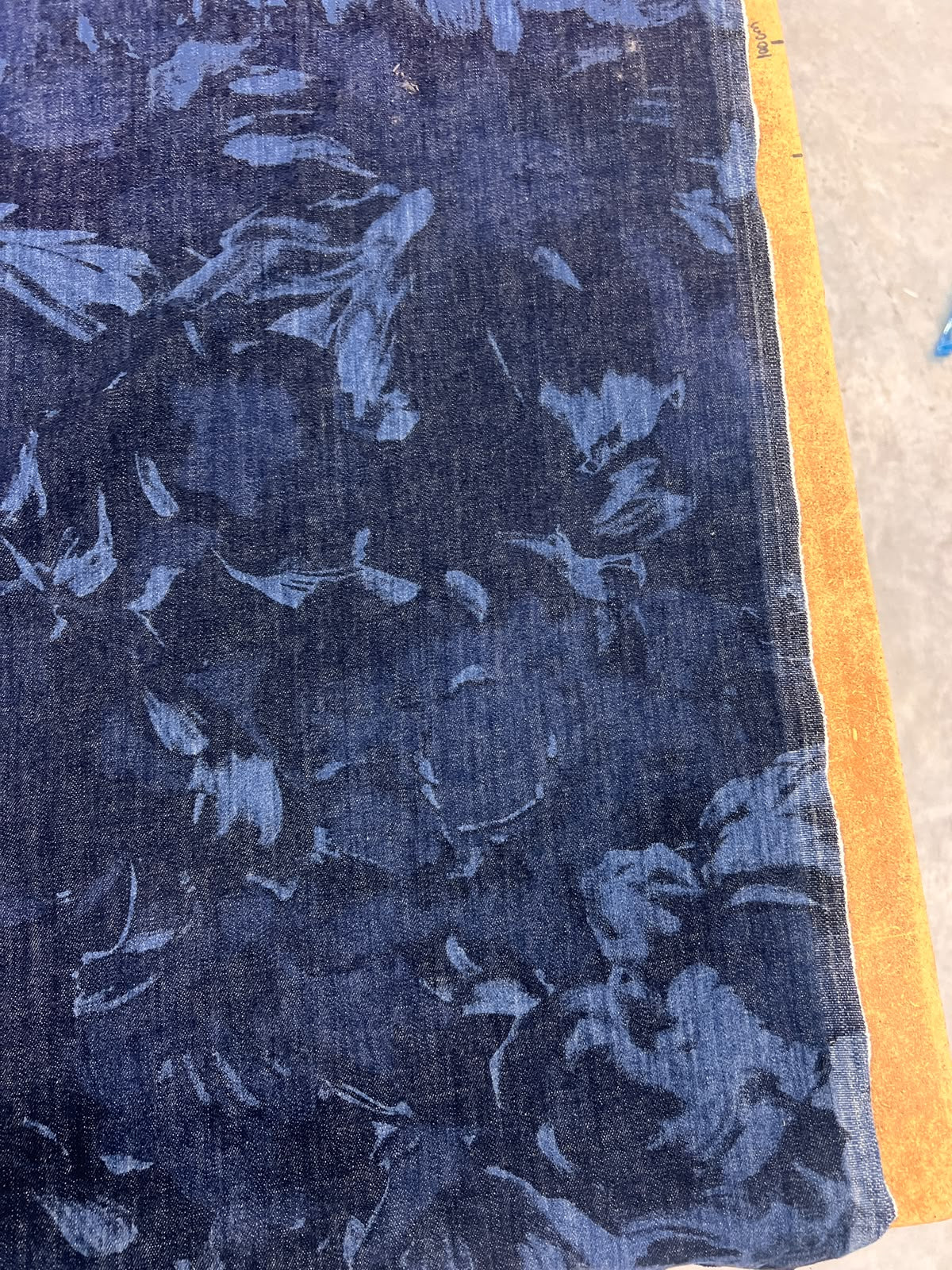 ZOE 047 floral printed indigo denim wool blended