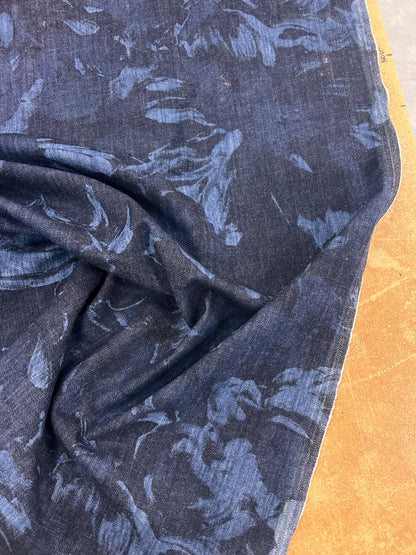 ZOE 047 floral printed indigo denim wool blended