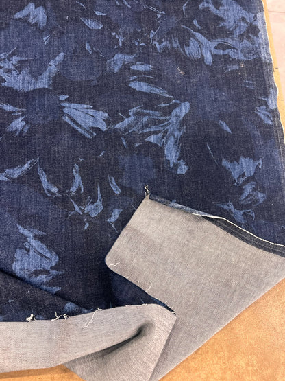 ZOE 047 floral printed indigo denim wool blended