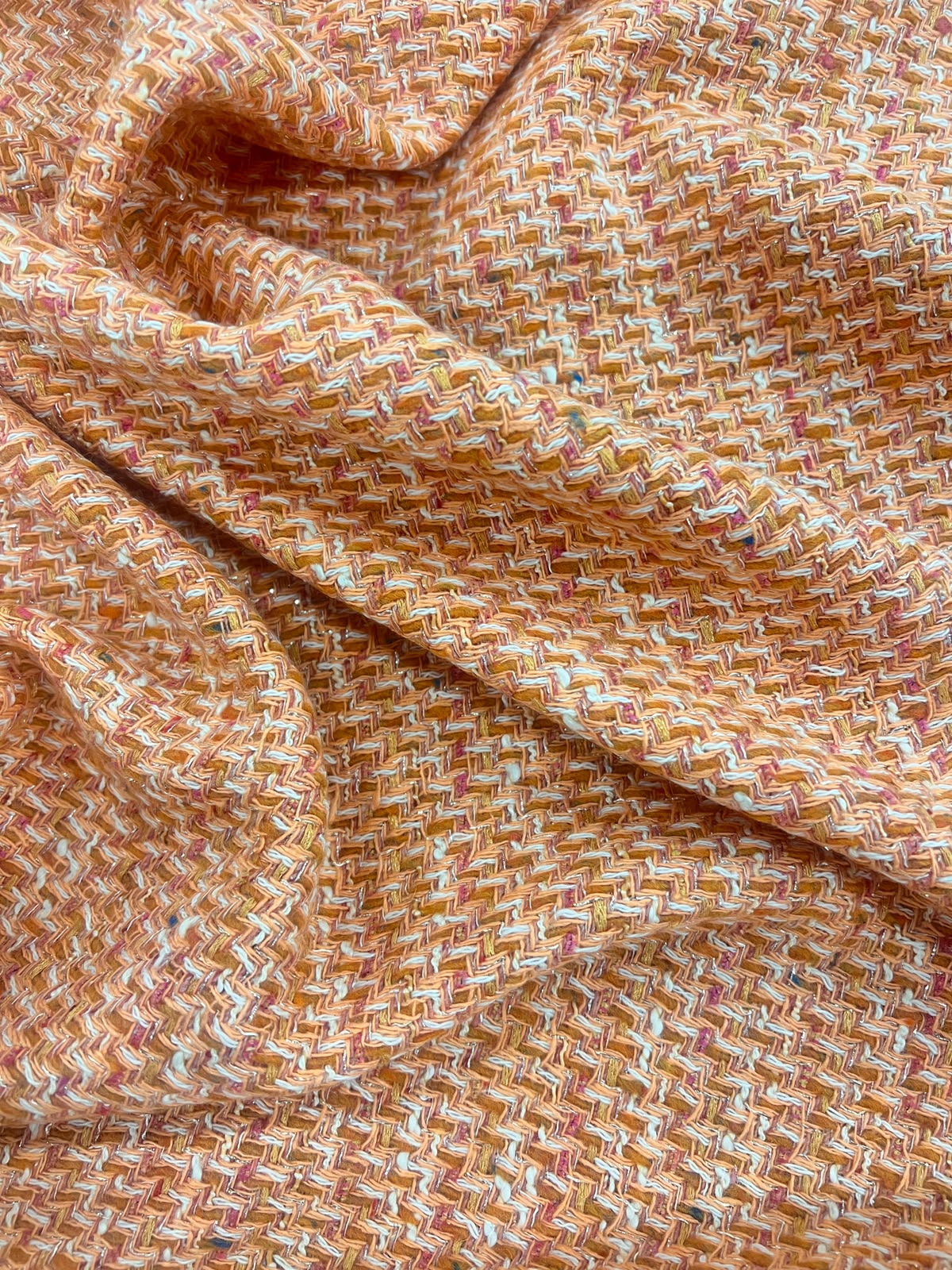 ZOE 059 tangerine boucle tweed wool blended ch*nel style