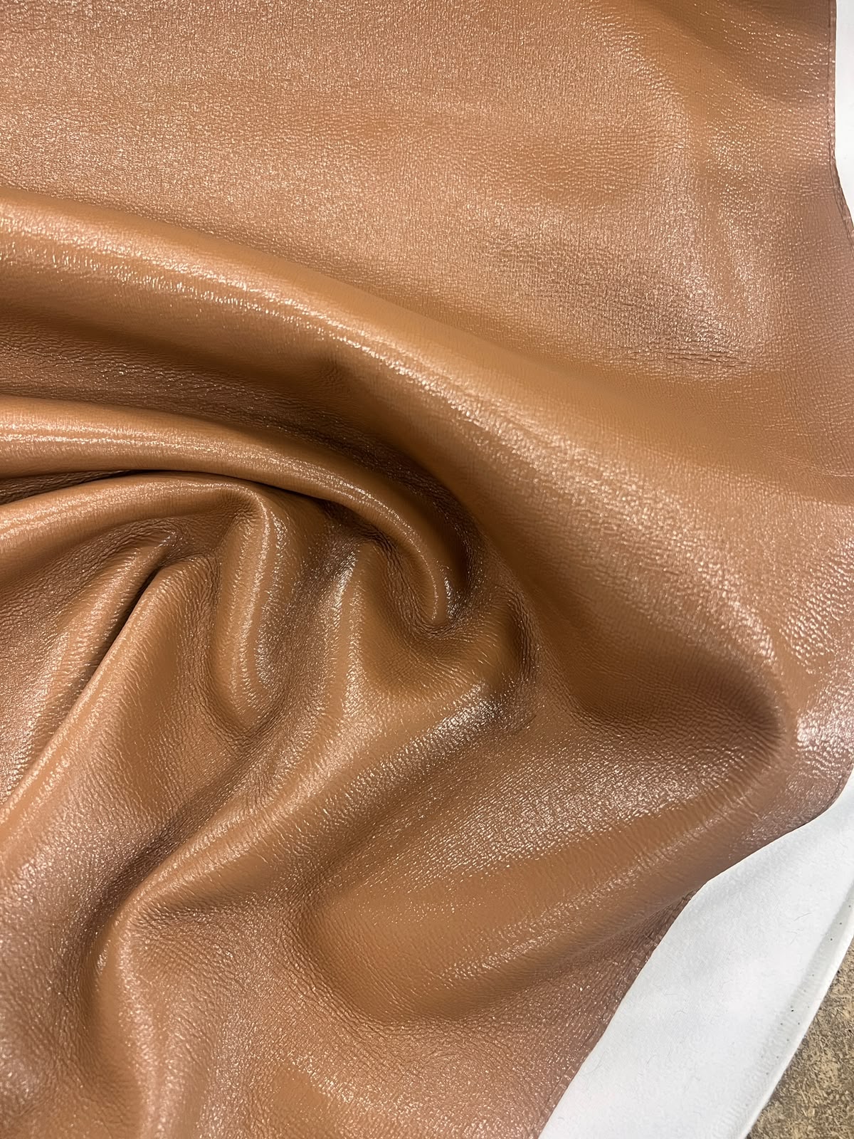 ZOE 062 Double Sided Faux Leather and Faux Fur Cinnamon brown