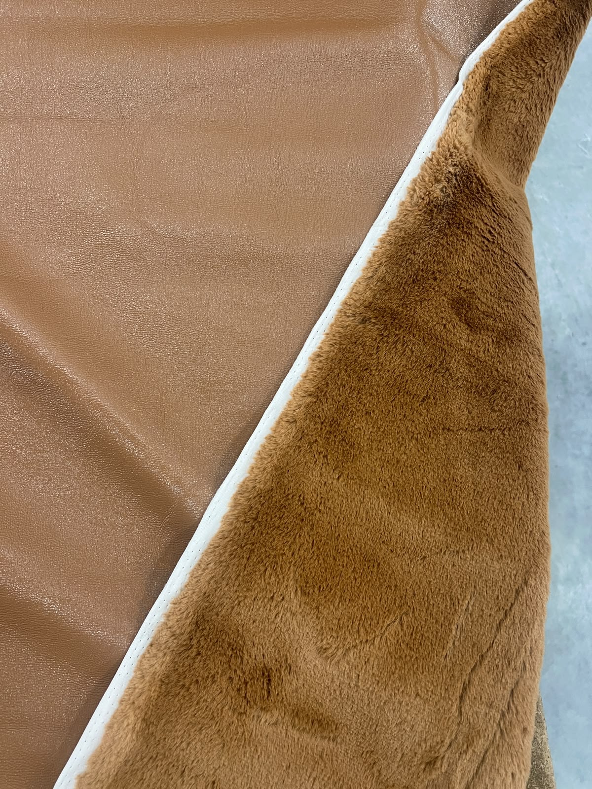 ZOE 062 Double Sided Faux Leather and Faux Fur Cinnamon brown