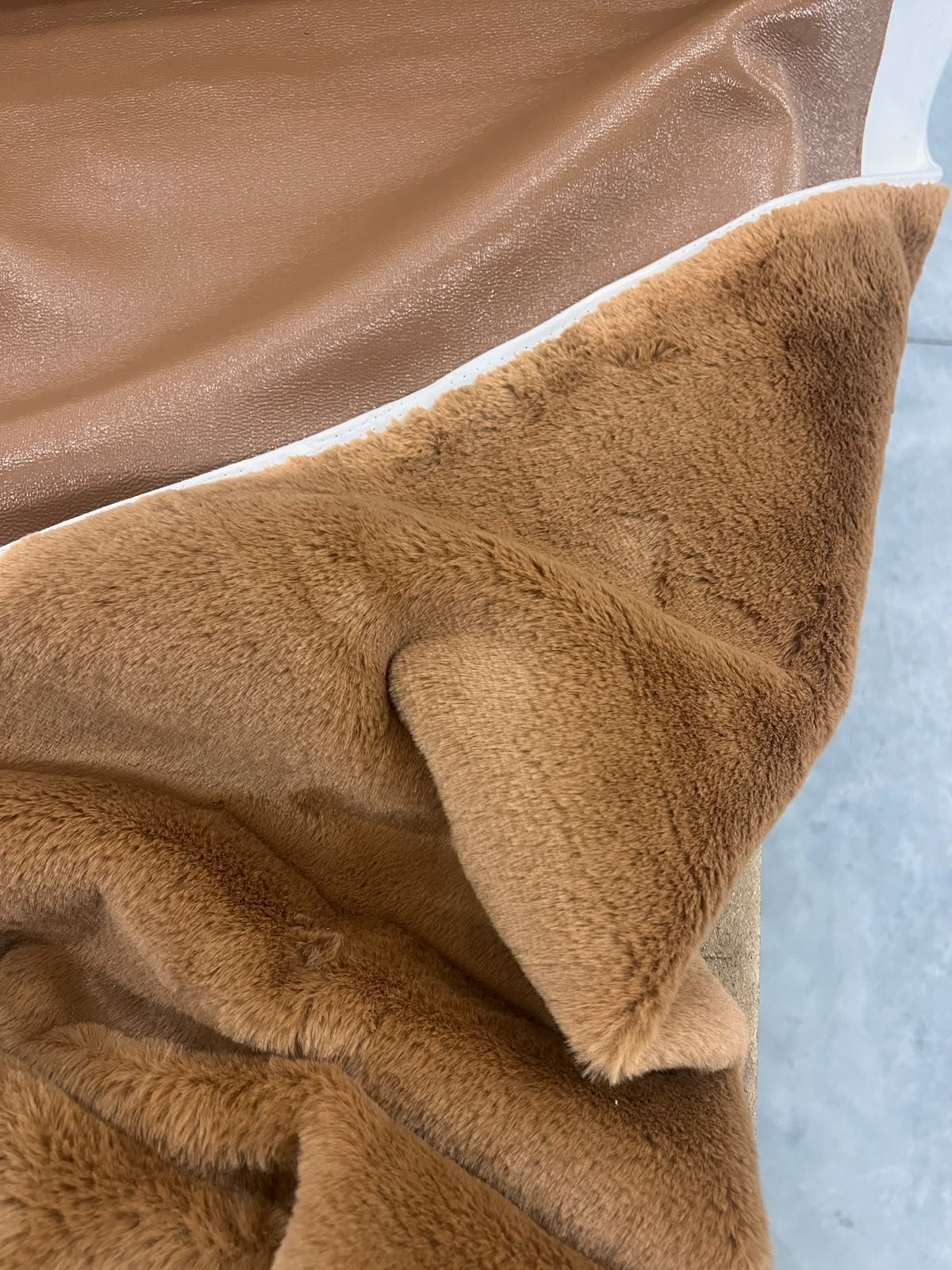 ZOE 062 Double Sided Faux Leather and Faux Fur Cinnamon brown